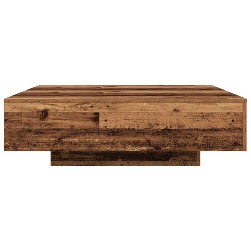Kaffebord med LED-lys Gamle Træ 100x100x31 cm