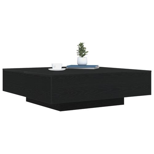 Sofabord med LED-lys Sort Eg 100x100x31 cm