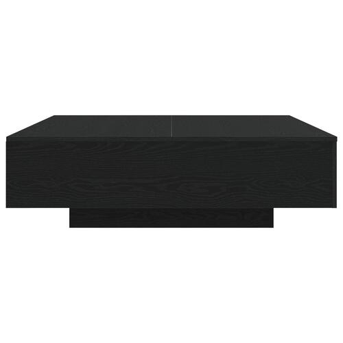 Sofabord med LED-lys Sort Eg 100x100x31 cm