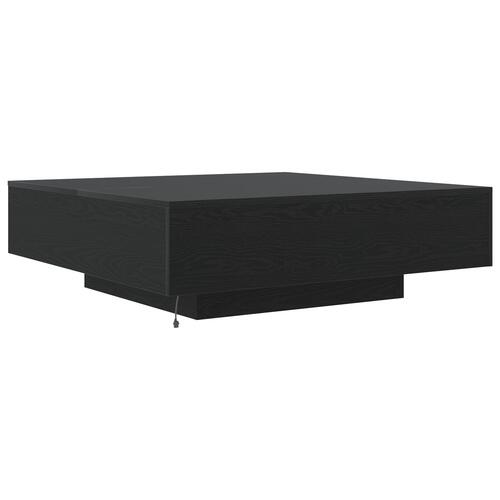 Sofabord med LED-lys Sort Eg 100x100x31 cm