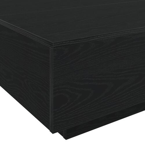 Sofabord med LED-lys Sort Eg 100x100x31 cm