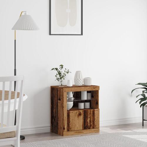 Sideboard med LED Lys Gamle Træ 60,5x37x67 cm