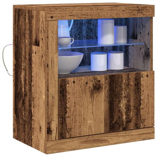 Sideboard med LED Lys Gamle Træ 60,5x37x67 cm