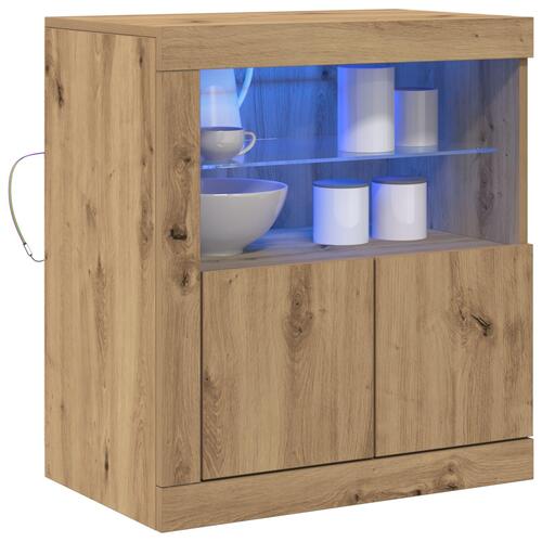 Skænk med LED Lys i Artisan Eg 60,5x37x67 cm