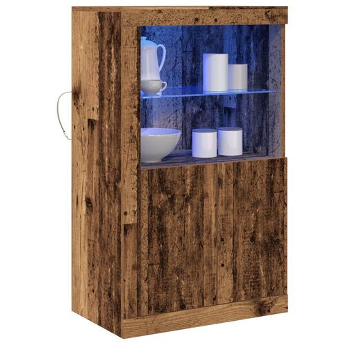 Skænk med LED Lys Gamle Træ 60,5x37x100 cm