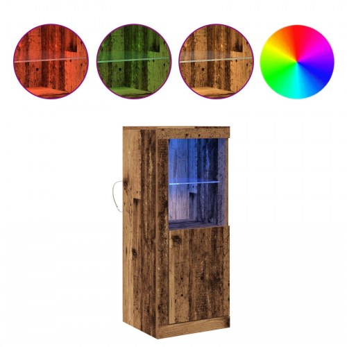 Sideboard med LED Lys Gamle Træ 41x37x100 cm