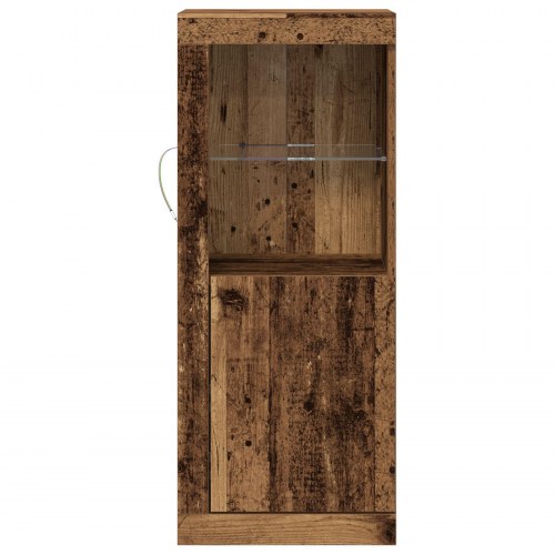 Sideboard med LED Lys Gamle Træ 41x37x100 cm