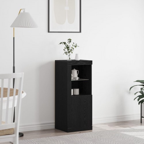 Skab med LED Lys Sort Eg 41x37x100 cm