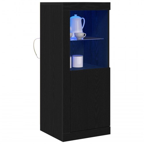 Skab med LED Lys Sort Eg 41x37x100 cm