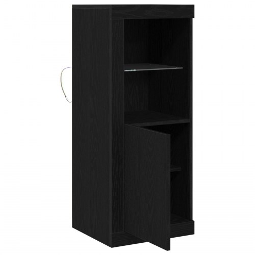 Skab med LED Lys Sort Eg 41x37x100 cm