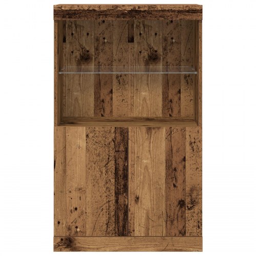 Sideboard med LED-lys Gamle Træ 60x37x100 cm
