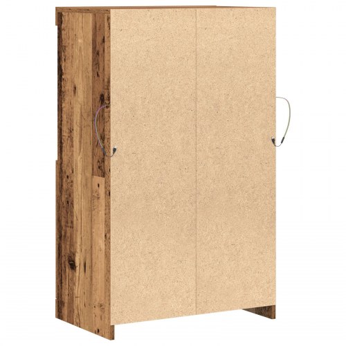 Sideboard med LED-lys Gamle Træ 60x37x100 cm