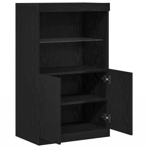 Skabs med LED-lamper Sort Eg 60x37x100 cm