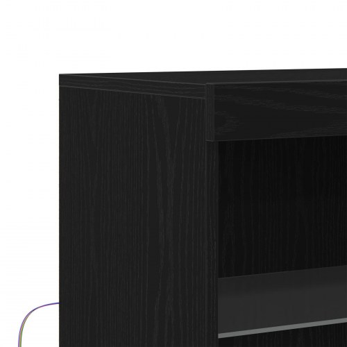 Skabs med LED-lamper Sort Eg 60x37x100 cm