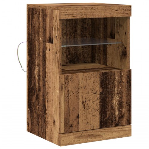 Sideboard med LED Lys Gammelt Træ 41x37x67 cm