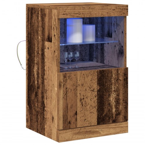 Sideboard med LED Lys Gammelt Træ 41x37x67 cm