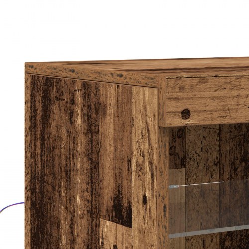 Sideboard med LED Lys Gammelt Træ 41x37x67 cm