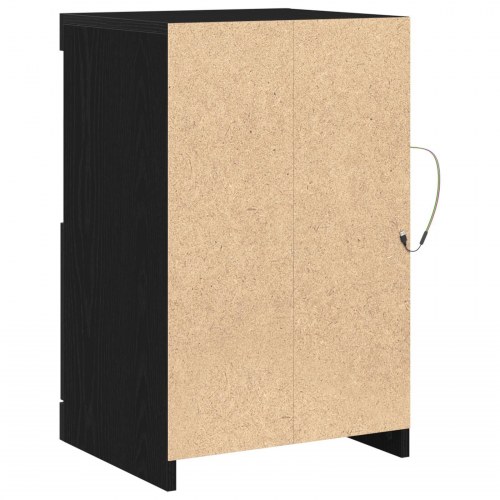 Sideboard med LED-lys Sort Eg 41x37x67 cm