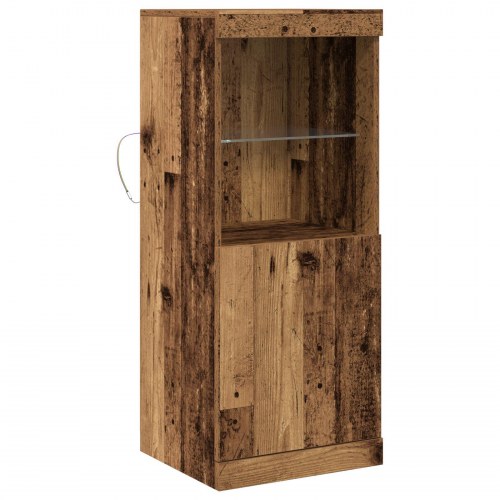 Sideboard med LED-lys Gamle Træ 41x37x100 cm