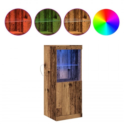 Sideboard med LED-lys Gamle Træ 41x37x100 cm