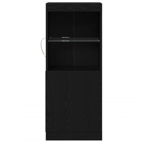 Sideboard med LED Lys Sort Eg 41x37x100 cm