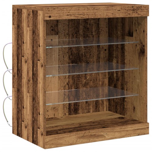 Skab med LED lys Gamle træ 60,5x37x67 cm
