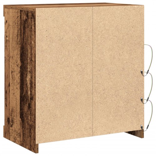 Skab med LED lys Gamle træ 60,5x37x67 cm