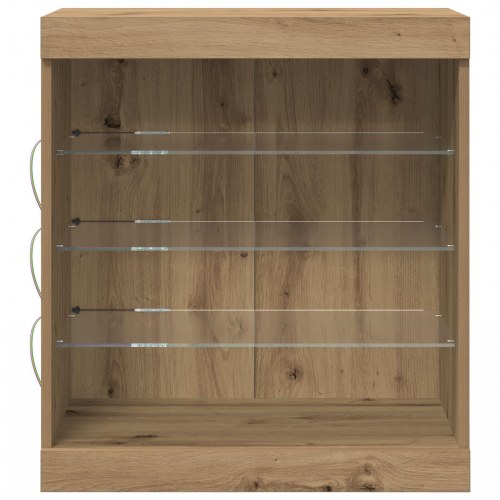 Sideboard med LED-lys i Artisansk egetræ 60,5x37x67 cm