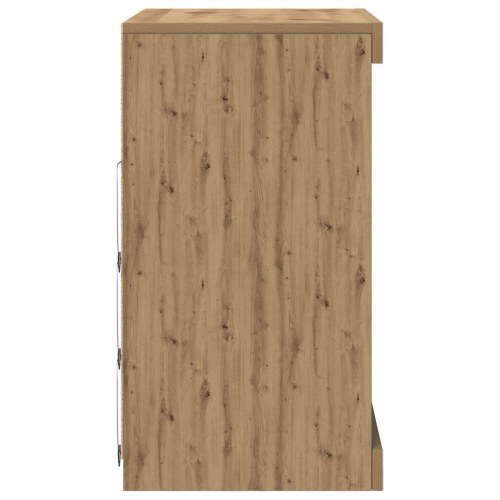 Sideboard med LED-lys i Artisansk egetræ 60,5x37x67 cm