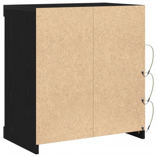 Sideboard med LED Lys Sort Eg 60,5x37x67 cm