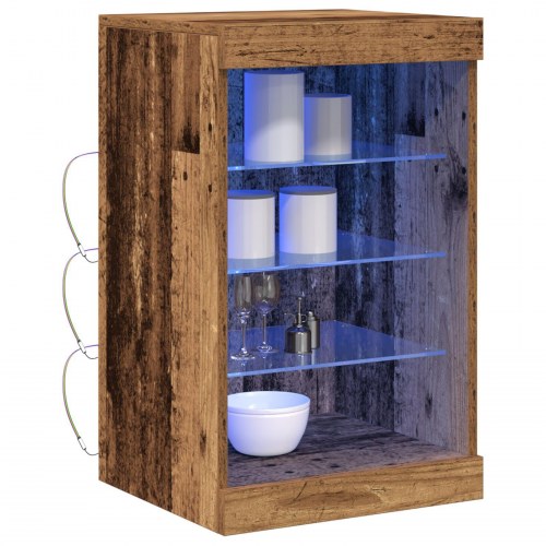 Skænk med LED-lys Gammelt træ 41x37x67 cm