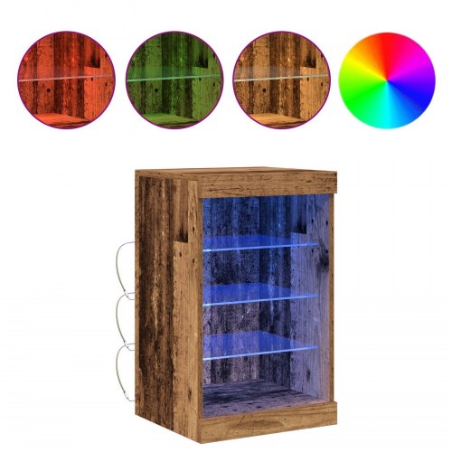 Skænk med LED-lys Gammelt træ 41x37x67 cm