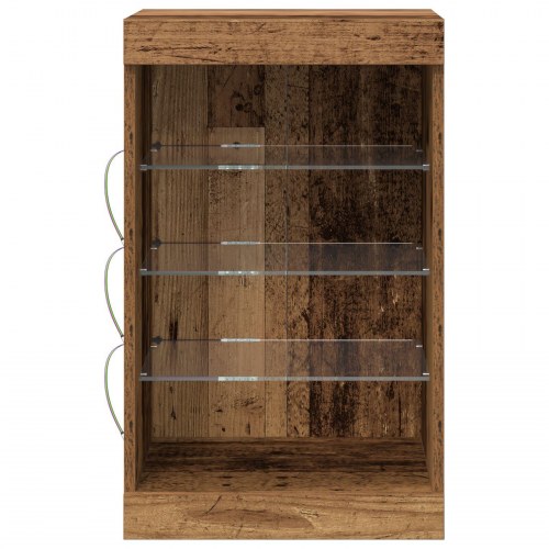 Skænk med LED-lys Gammelt træ 41x37x67 cm