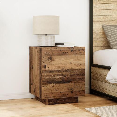 Natborde med LED-lys 2 stk Gamle træ 45x40x55 cm