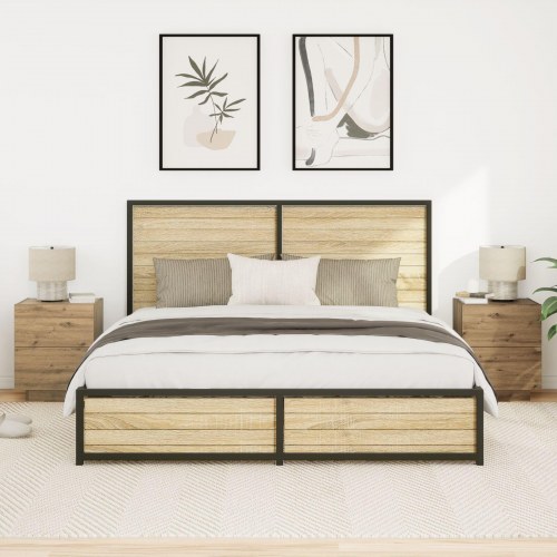 Sengeborde med LED-lys 2 stk Artisan Eg 45x40x55 cm