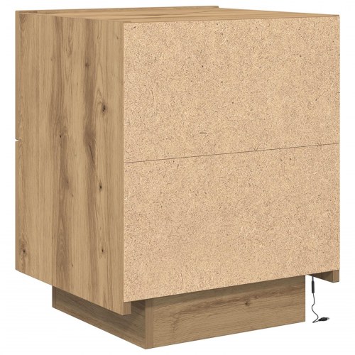 Sengeborde med LED-lys 2 stk Artisan Eg 45x40x55 cm
