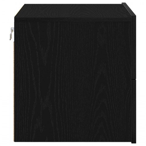 Sengebord med LED vægmonteret sort eg 50x39x41 cm