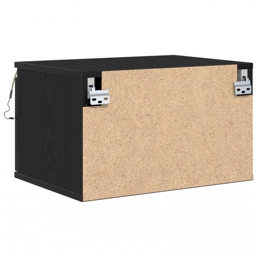 Sengbord med LED vægmonteret sort eg 50x36x30 cm