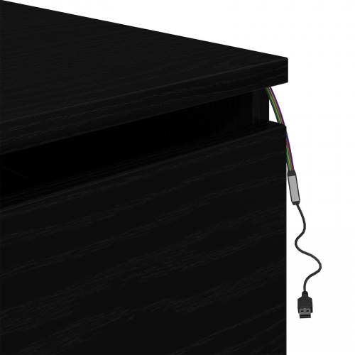 Sengbord med LED vægmonteret sort eg 50x36x30 cm