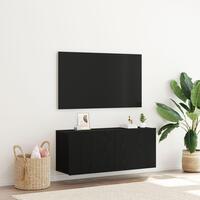 TV vægskab Sort Eg 100x30x41 cm Konstrueret træ