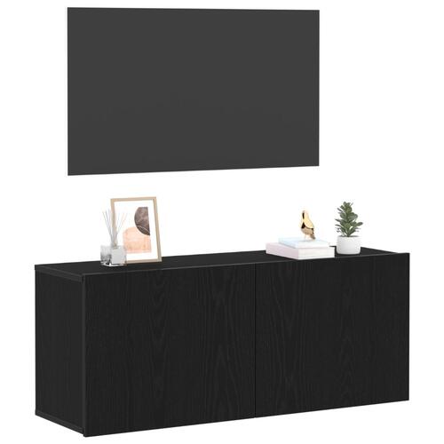 TV vægskab Sort Eg 100x30x41 cm Konstrueret træ