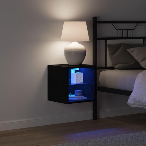 LED TV Skab Sort Eg 30x28,5x30 cm Konstrueret Træ