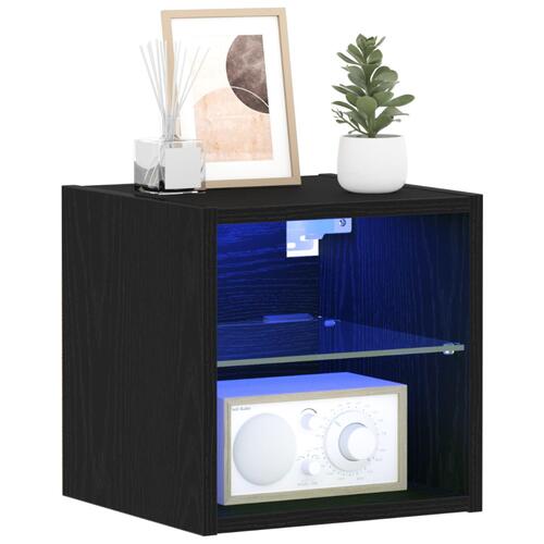 LED TV Skab 2 stk Sort Eg 30x28,5x30 cm Ingeniørtræ