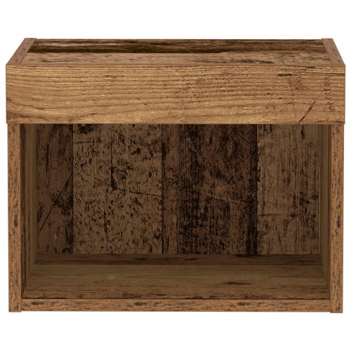 Væghylde med LED Lys Gamle Træ 40x30x30 cm