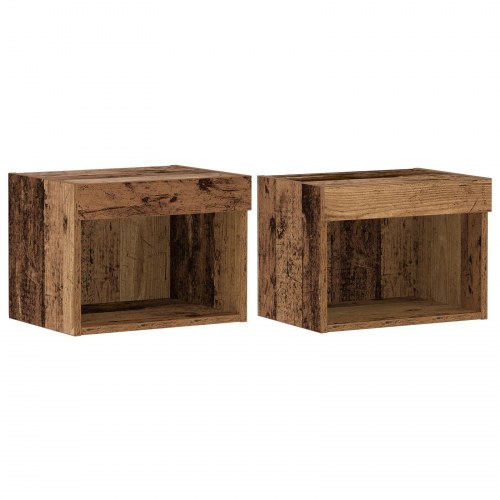 Vægharmonier med LED Lys 2 stk Gammelt Træ 40x30x30 cm