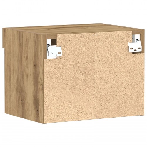 Væghylder med LED-lys 2 stk Håndlavet Eg 40x30x30 cm
