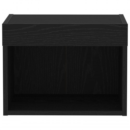 Vægskab med LED-lys Sort Eg 40x30x30 cm