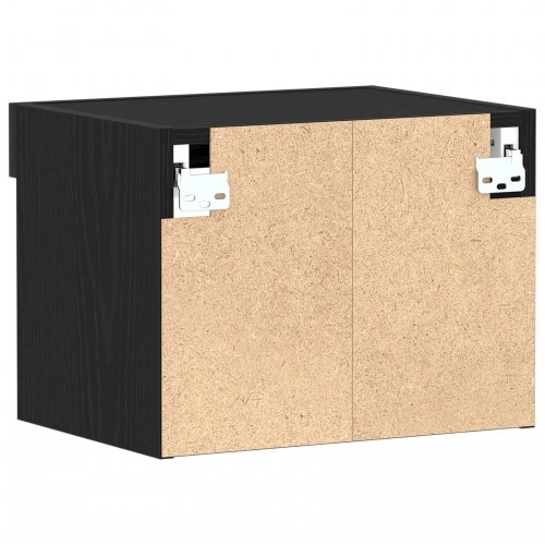 Vægskab med LED-lys Sort Eg 40x30x30 cm