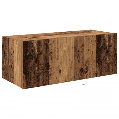 TV Vægholder med LED Lys Gammelt Træ 80x35x31 cm