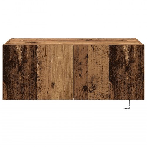 TV Vægholder med LED Lys Gammelt Træ 80x35x31 cm